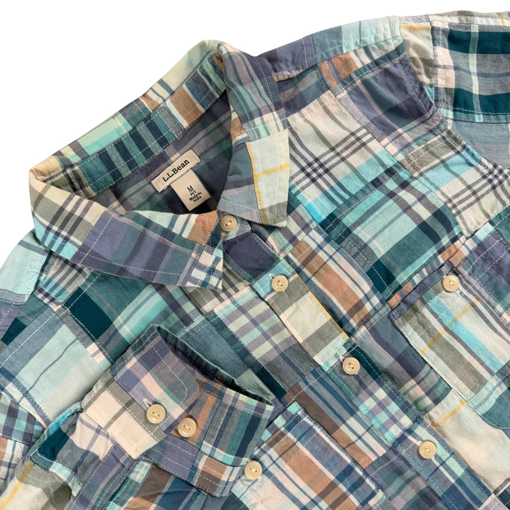 L.L.Bean Shirt Unisex M Multicolor Freeport Maine Patchwork‎ Plaid Button Down